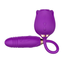 Vibrador duplo rosa com 10 modos de pulsação no clitóris e 10 modos de vai e vem. Recarregável e perfeito para proporcionar novas experiências sensoriais de forma prática e discreta.